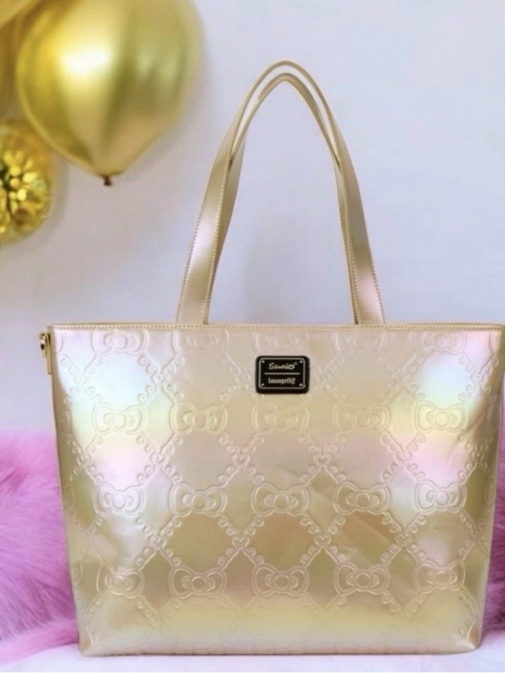 NEW Loungefly Sanrio HELLO KITTY 50th Anniv Gold Tote Shoulder Crossbody Bag